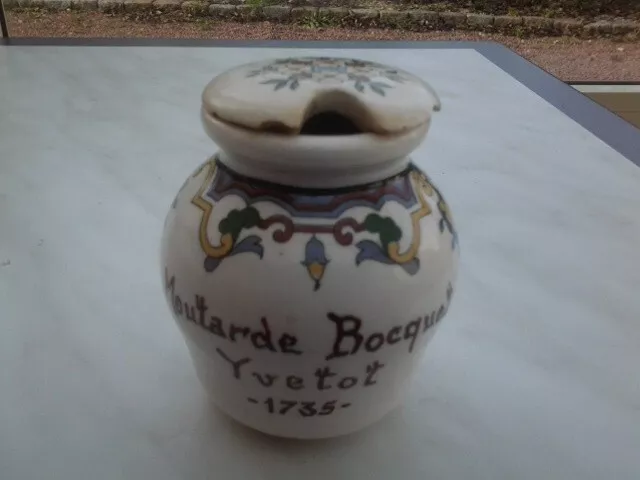 Pot ancien à moutarde / Marque Bocquet à Yvetot / en porcelaine de Digoin.