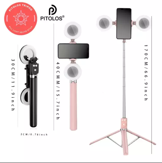 Bluetooth remote control, selfie stick, dual light, beauty shrinkage, mobile pho 2