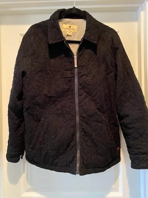 Vintage Woolrich Black Quilted 100% Cotton Zip Jacket Womens Medium