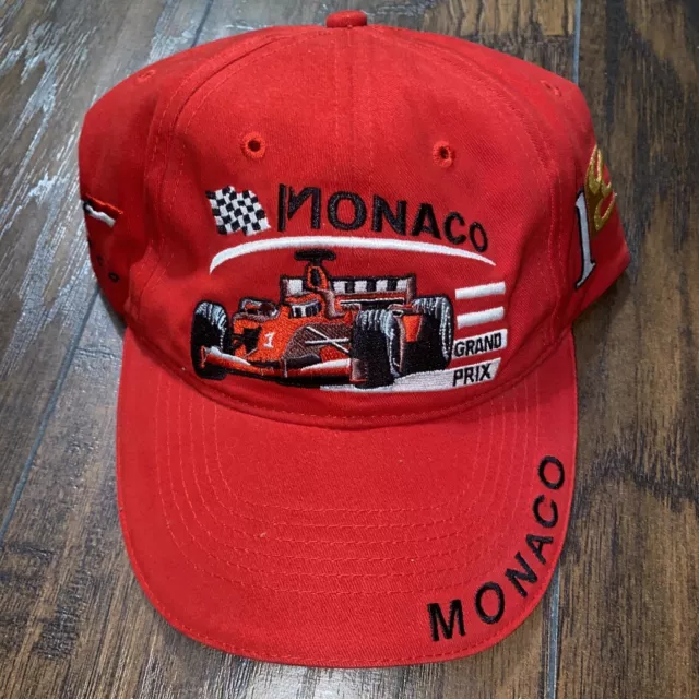 Monaco Grand Prix Red Adjustable Strapback Cap/Hat~Formula 1~100% Cotton