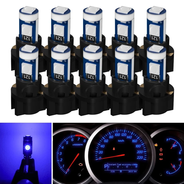 10X T5 Blue 3030 Led Instrument Gauge Cluster Dash Light Bulbs W/ Sockets