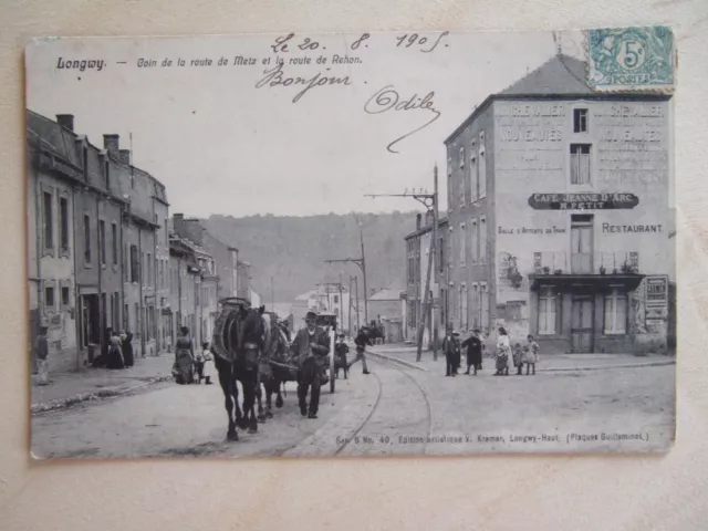Cpa Longwy (54) Corner Of Metz Road And Rehon Road. Jeanne D'arc Coffee