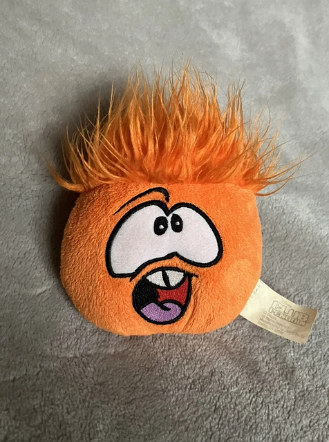 DISNEY CLUB PENGUIN Orange Spikey Hair Puffle Retired Soft Plush Toy