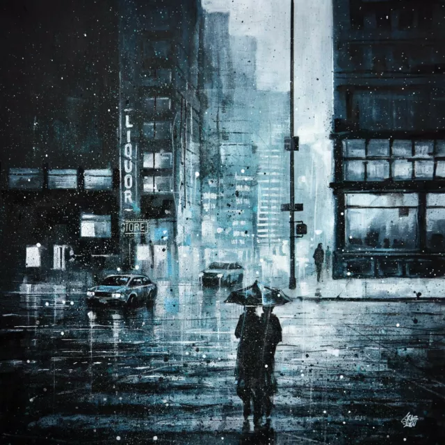 THE SNOWY STREET (GRAFFMATT) Affiche 20x20cm, Reproduction d'art urbain