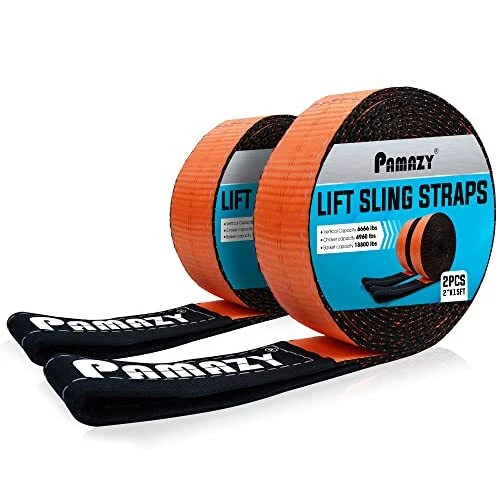 2 Pack 2â€x15FT Supper Sturdy Lift Sling Straps 18800 Pound Capacity Heavy Du