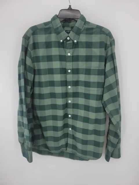 J Crew Shirt Mens Large Green Plaid Flex Oxford Long Sleeve Button Down Outdoor