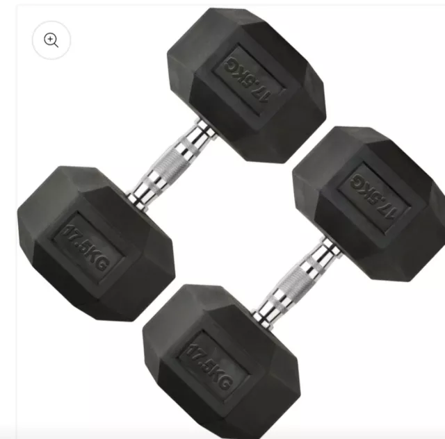 Bodymax Rubber Coated 25kg Hex Dumbbells - Pair