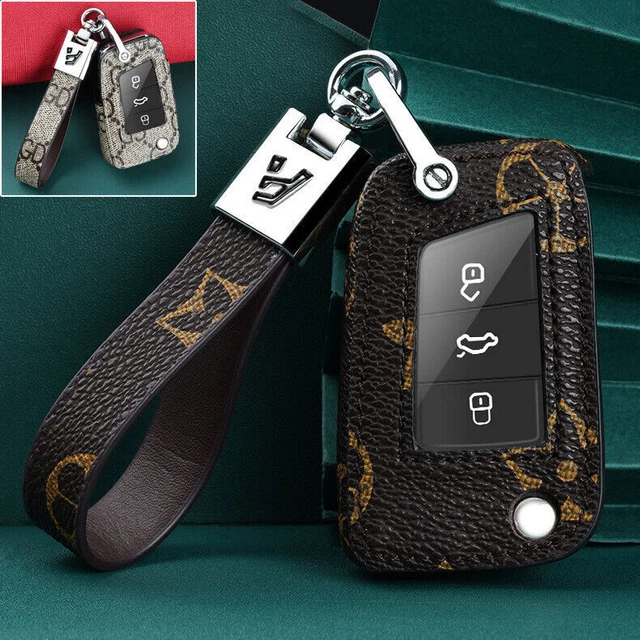 PVC Car Flip Key Fob Case Cover Holder For VW Volkswagen Polo Skoda Golf Tiguan