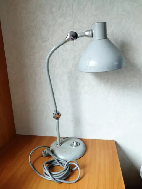 Lampe Atelier vintage JUMO GS1 grise ou Lampe bureau Industriel 1950