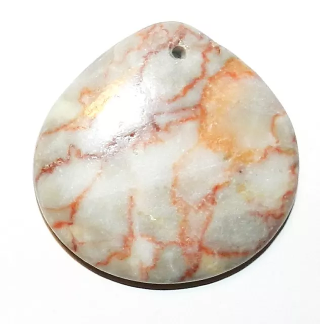 P1672 Redline Marble Flat Teardrop 38mm Gemstone Pendant Focal Bead