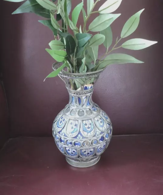 Decorative " Middle Eastern" ?  Vase - Pottery with metalwork Unmarked