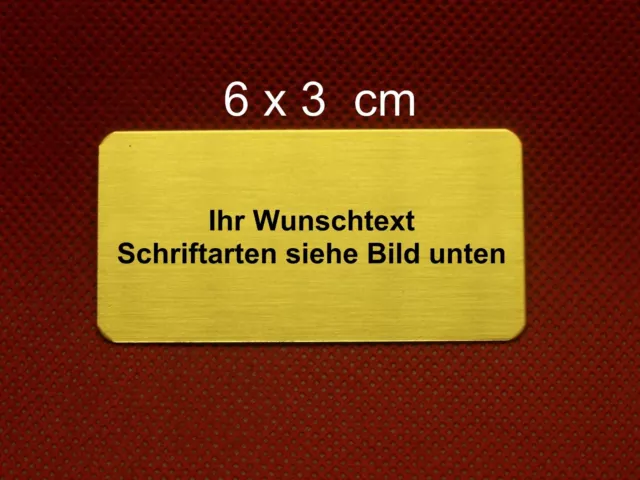 Namens -Türschild Messing fein gebürstet 6x3 x 0,6 cm mit Gravur selbstklebend