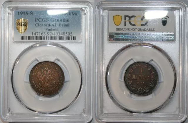 1 Markka 1915-S Nikolai II PCGS AU Details