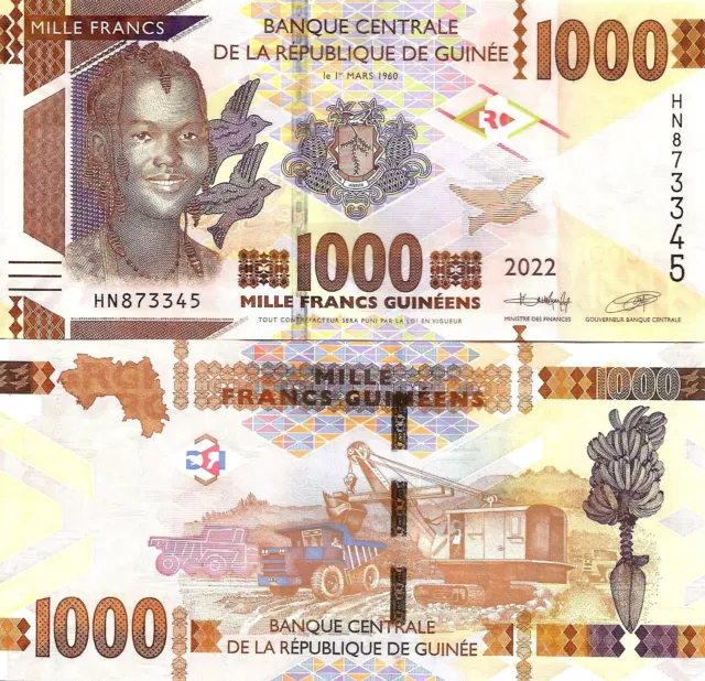 Guinea 1000 francs 2022 P-48d UNC