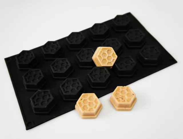 15 cell BLACK Honey Honeycomb Bees Wax Beeswax Silicone Baking Mould Cake Pan
