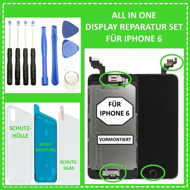 Display LCD für iPhone 6 VORMONTIERT RETINA Glas Komplett 3D TouchScreen Schwarz