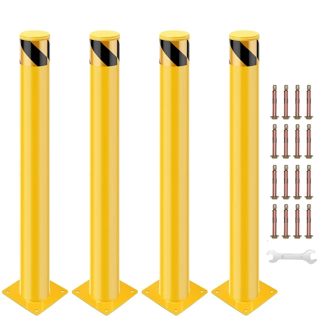 30 Inch Safety Bollard Removable Steel Bolt Down Parking Post 2/4PACK Yellow