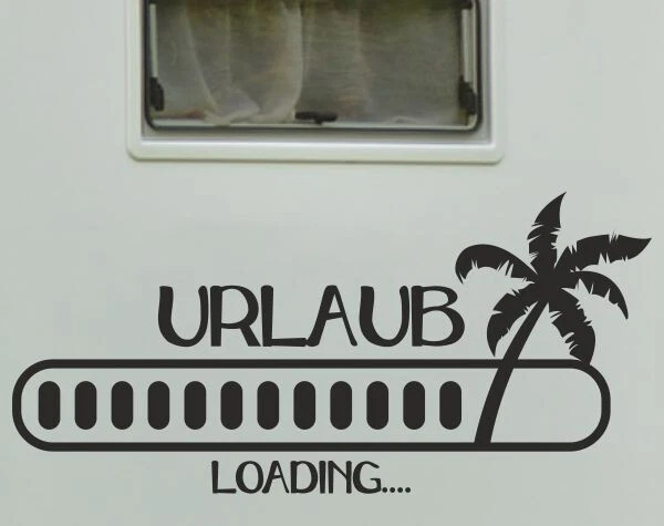 AUFKLEBER WOHNWAGEN WOHNMOBIL Camper Auto Spruch Urlaub Loading Palme