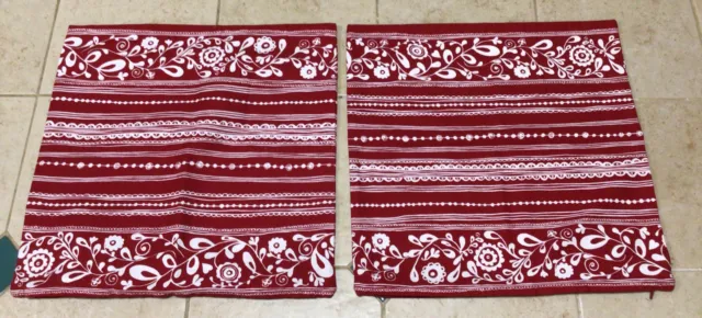 NEW Set of 2 IKEA VINTER 2014 Throw Pillow Covers Red White 20 x 20" Floral