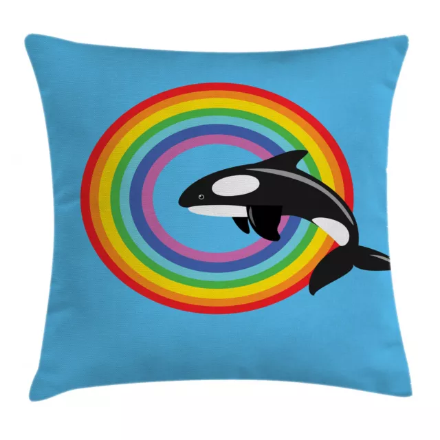 Animal Funda para Almohadón Arco iris redondo y ballena