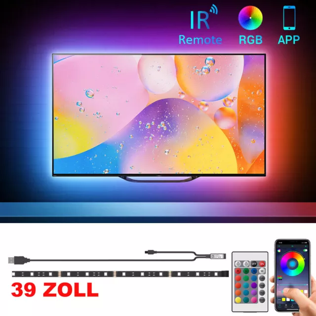 LED Backlight TV Hintergrundbeleuchtung USB Lichtstripe 1M Streifen RGB PC-Band