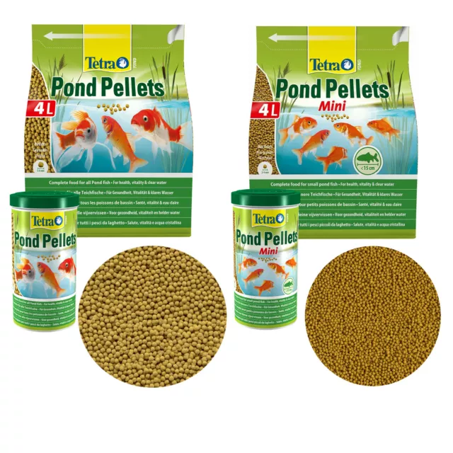 Tetra POND PELLETS Medium & Mini 1L 4L Fish Food Pellets For Koi Goldfish