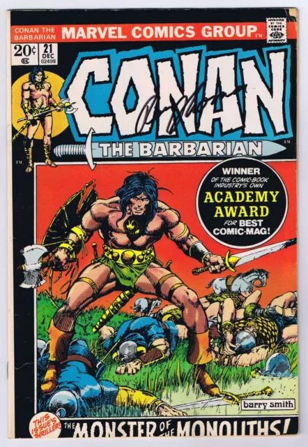 Conan 21 VG Signed w/COA Roy Thomas 1972 Marvel Comics