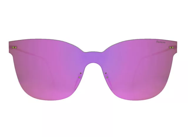 NEW - ILLESTEVA 'PIAZZA MASK' Pink/Gold-Tone C3 CAT-EYE MIRRORED SUNGLASSES