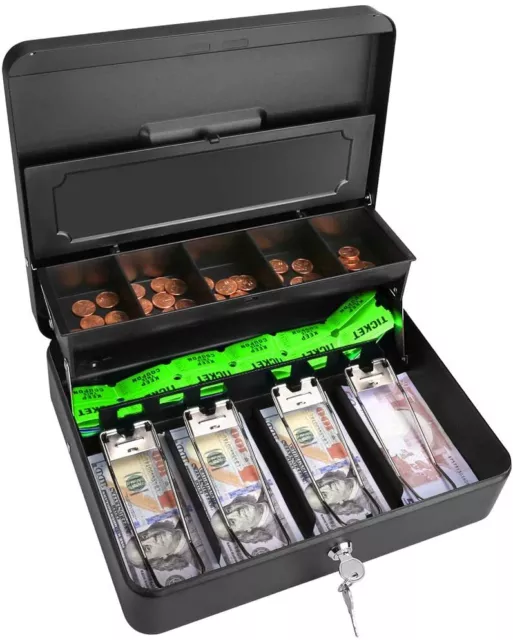 Portable Keys And Money Box Organiser Cash Metal Box for Cashier Drawer Lock Box