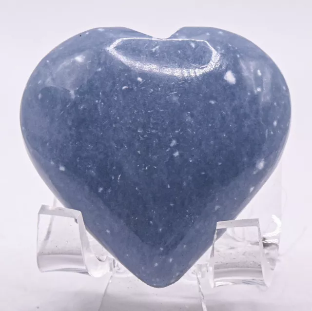 52mm 100g Blue Angelite Heart Polished Anhydrite Gemstone Crystal Mineral - Peru