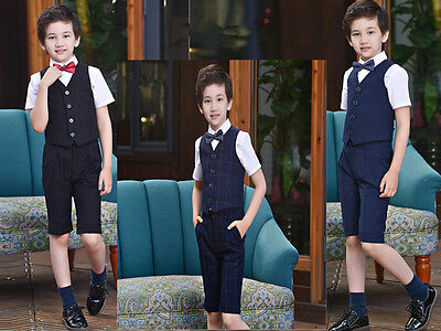 NEW 4Pcs Formal Toddler  Boy Kids Short Suit Wedding Party Outfits size 2-12Y