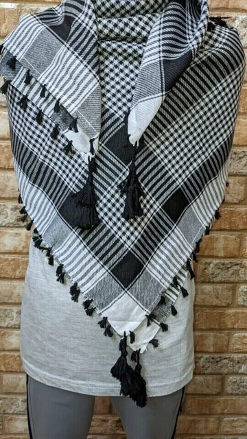 Foulard De Tête Militaire HelloOrient Keffieh Palestinien Noir Beige Palestine 100cm X 100cm Foulard Militaire Desert Protection