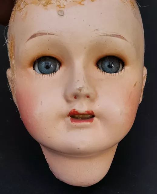 Antique Doll Head Paper Unis France 301 Ert Size 7 Mouth Open Teeth