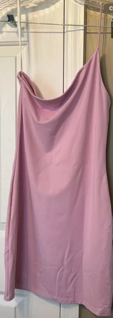 Babaton Aritzia One Shoulder Lilac Mini Dress Size Large Stretch NWOT