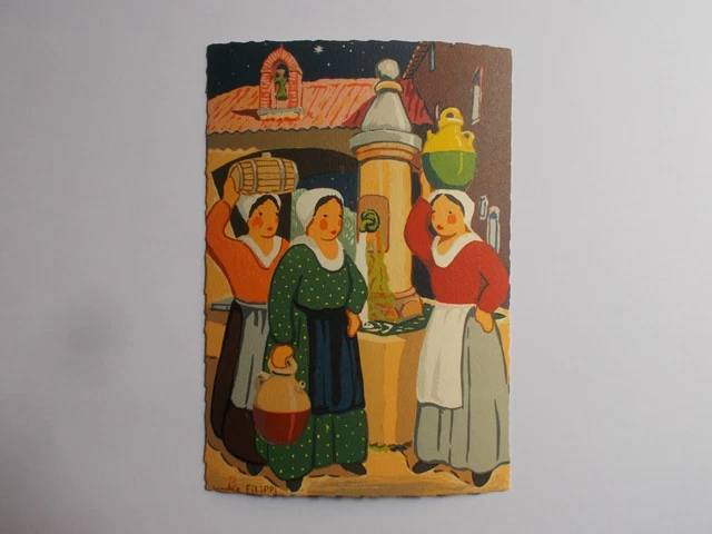 Cartolina Presepe Da Provenza - I Pettegolezzi À La Fontaine-Par André Filippi