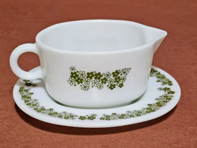 Pyrex Corning Spring Blossom "Crazy Daisy" Design Gravy Boat/Saucer