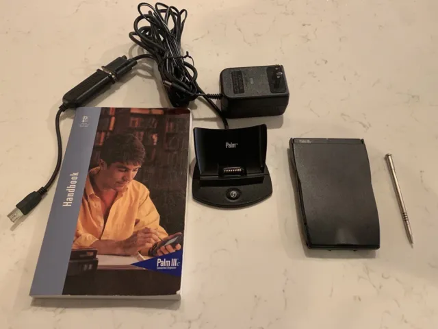 Palm Pilot  IIIc Personal Handheld Organizer w/ Cradle & Docs. Tested & Working!