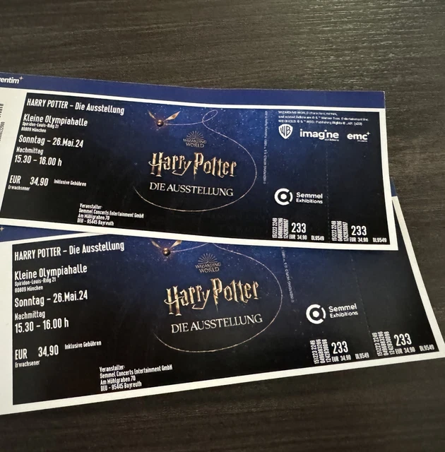 HARRY POTTER AUSSTELLUNG München 2x Ticket Erwachsene 26.05.2024 EUR 50,00 PicClick DE