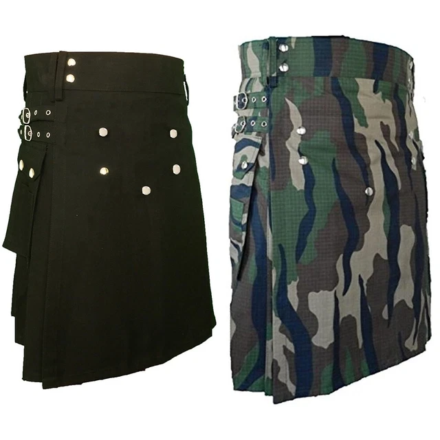 Gonna vintage uomo colore mimetico abito tempo libero kilt party plissettati corvo