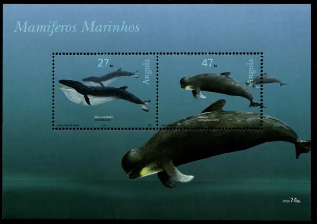 Angola 1708-1709 postfrisch Blockausgabe Tiere Wale #GQ909