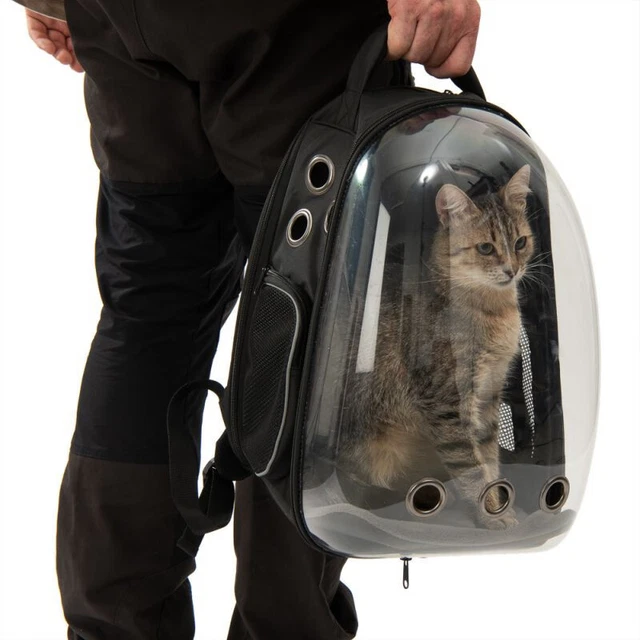 Cómoda Mochila Portador de Gatos Ventana Grande Cachorros Duradera Resistente Seguro