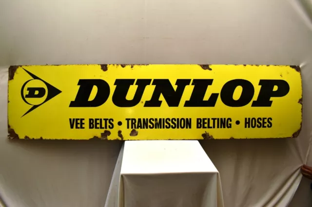 Vintage Dunlop Tire Tyres Vee Belts Sign Board Porcelain Enamel Advertising "1