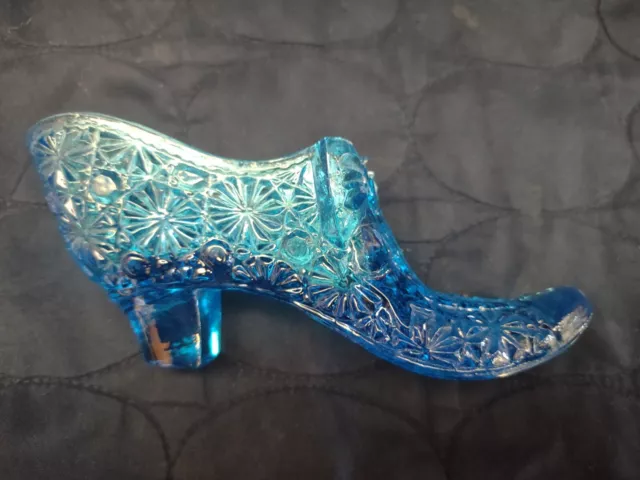 Vintage Kanawha hand crafted Blue glass slipper