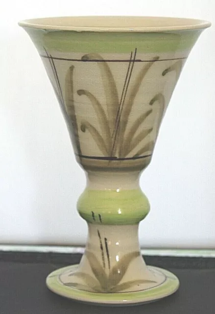 Signed Ian Gamble Hand Painted Pottery Vase Goblet  Made in Australia