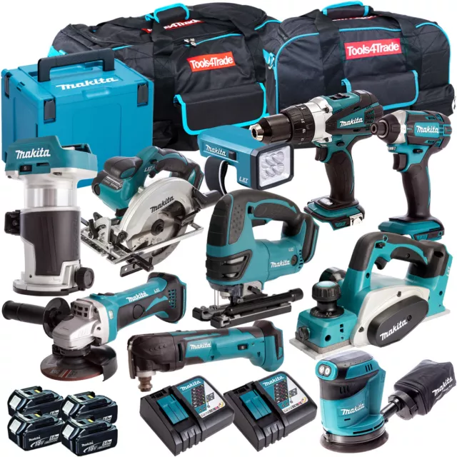 Makita 18V LXT 10 Piece Monster Tool Kit with 4 x 5.0AH Batteries Charger & Bag