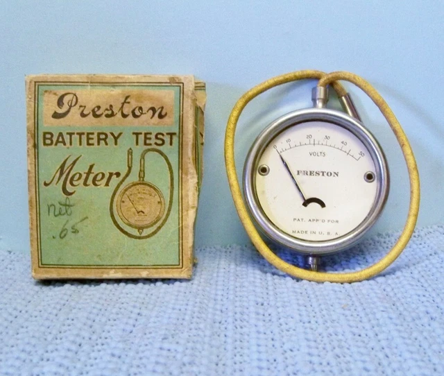 Vintage Preston Battery Test Meter In Original Box ~ Used ~ Working ??