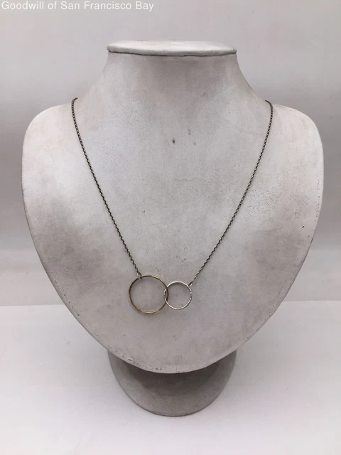 Stella & Dot 925 Sterling Silver Double Ring Chain Necklace 20"
