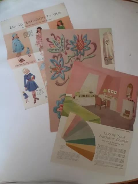 Vintage 1950's/1960's Woman and Home Magazine Colour Inserts x 3 (Double sided)