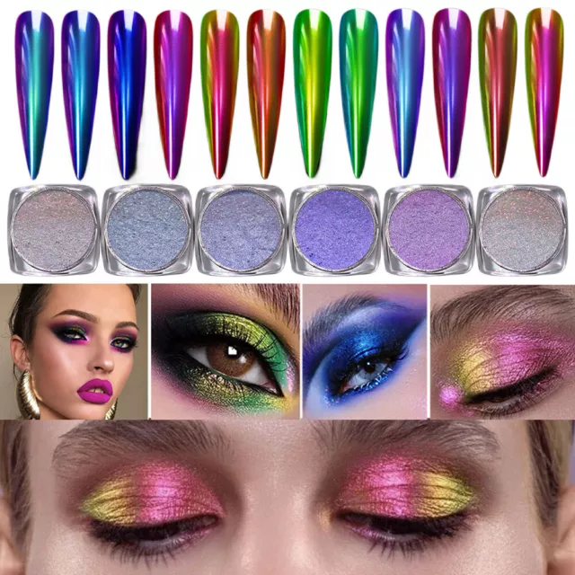 Mujer Glitter Per Unghie Magic Mirror Polvere Per Unghie Polvere Metallica ▼