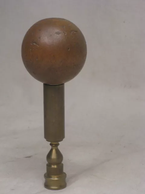 unique vintage lamp finial light accent topper wooden sphere ball metal rod top